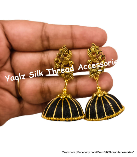 Silk thread jhumka hot sale earrings design