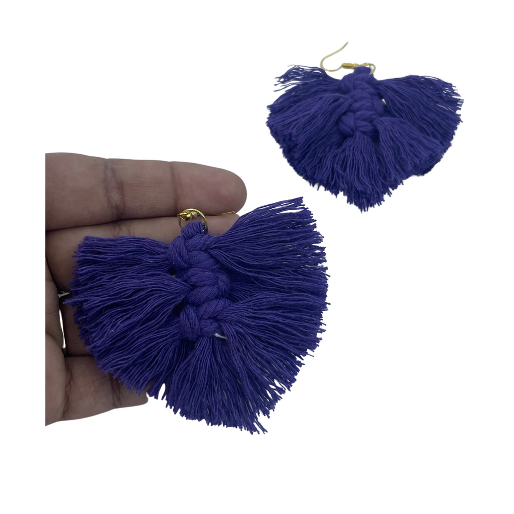 Facinating Blue Long Thread Tassel Earrings for Women