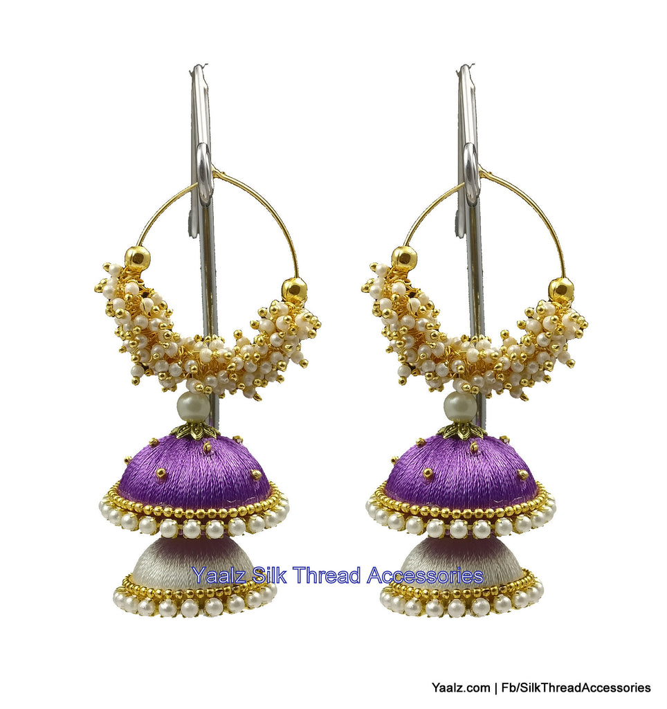 fcity.in - Purple Pearls Drop Jhumki Earrings / Wonderful Earrings Studs